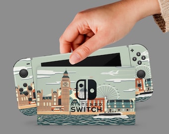 Grey Pattern Cute Switch Skin London Switch Skin Color Switch OLED Skin City Decal for Console Dock Controller Joycon Joy Con Skin New