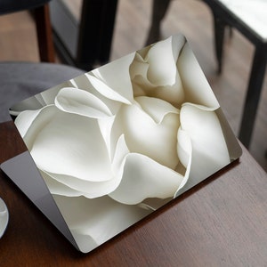 White Rose Skin Fkoral Laptop Vinyl Dell Inspiron HP Pavilion Lenovo ThinkPad Asus Zenbook Acer Swift Decal Full Coverage Skin Sticker Trend