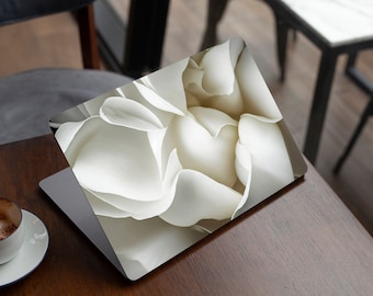 White Rose Skin Fkoral Laptop Vinyl Dell Inspiron HP Pavilion Lenovo ThinkPad Asus Zenbook Acer Swift Decal Full Coverage Skin Sticker Trend