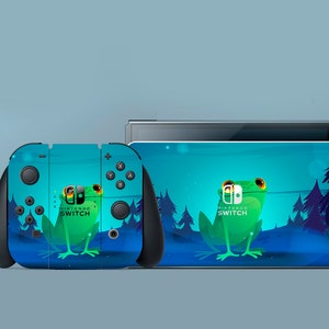 Night Forest Switch Skin Frog Switch Skin Cartoon Switch OLED Skin Funny Toad Decal for Console Dock Controller Joycon Joy Con Skin Nature