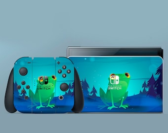 Night Forest Switch Skin Frog Switch Skin Cartoon Switch OLED Skin Funny Toad Decal for Console Dock Controller Joycon Joy Con Skin Nature