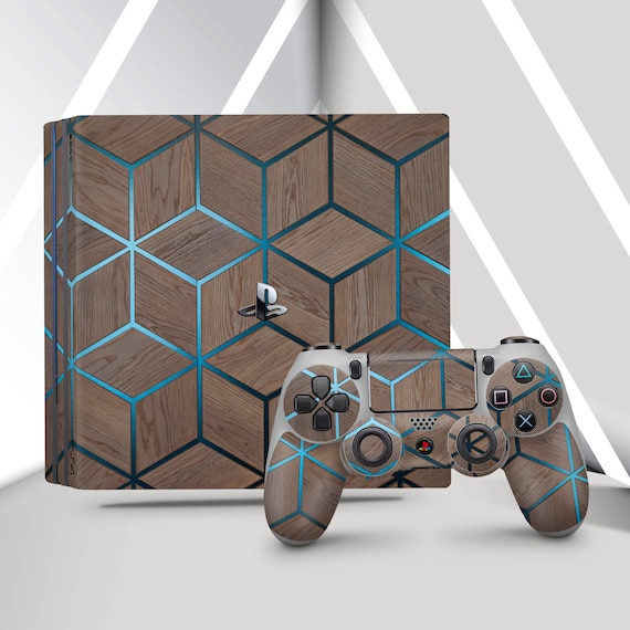 PS4 Skin Wood Pattern Ps4 Pro Slim Fat Vinyl Metal Geometric