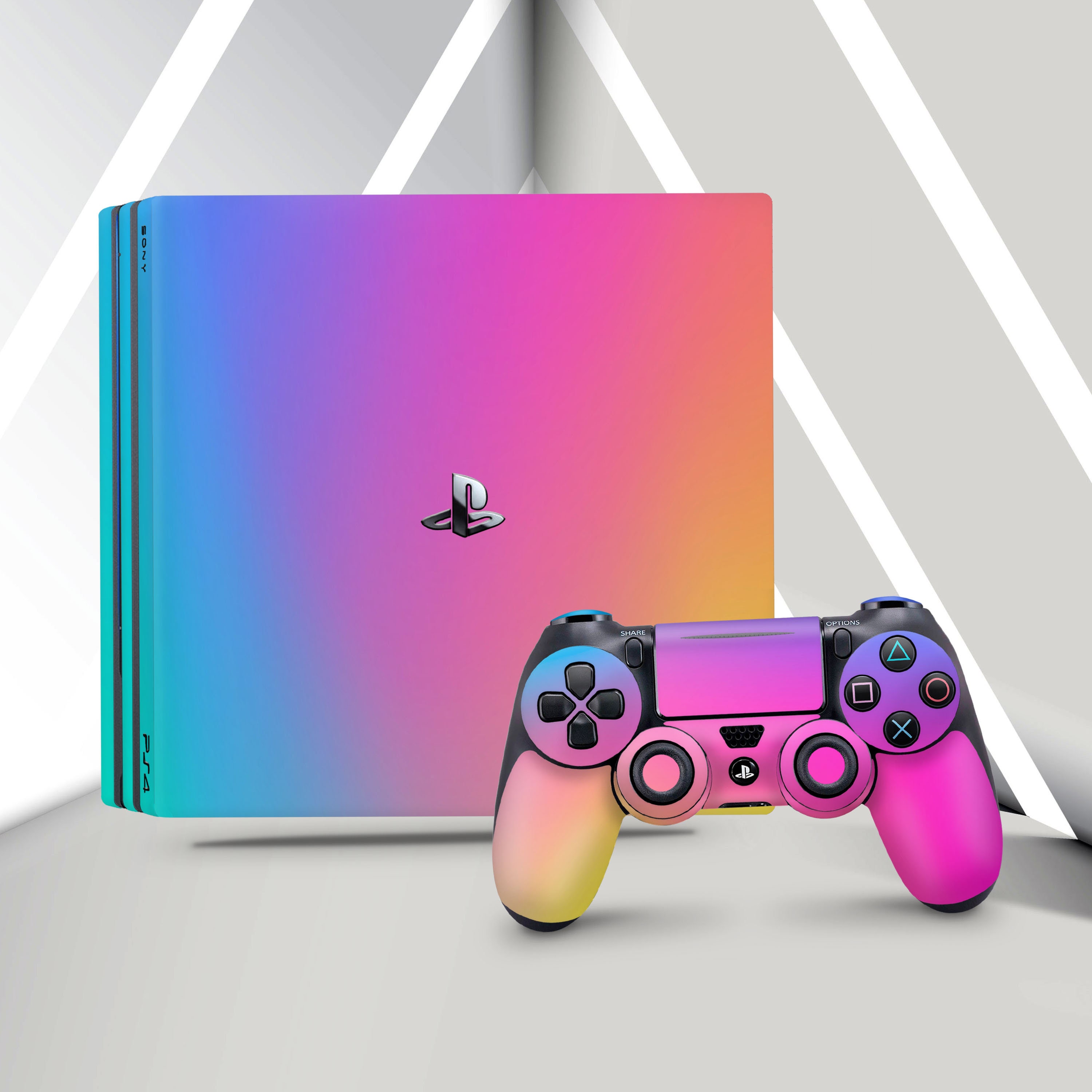 Skin Décoratif PS4 Itsaskin - Abalone Ripples Vert Bleu Violet - Vinyl Decal