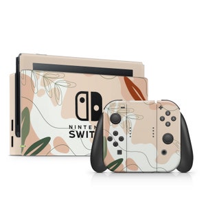 Beige Switch Skin Floral Switch Skin Green Switch OLED Skin Pastel Pattern Decal Console Dock Controller Joycon Joy Con Skin Nature Switch 2