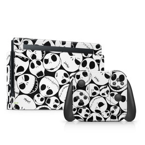 Halloween Nintendo Switch Skin Niedlich Schwarz Weiß Nintendo Switch Konsole Aufkleber Wrap Aufkleber Anime Nintendo OLED Skin Cartoon Zubehör Skin
