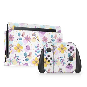 White Switch Skin Floral Switch Skin Pastel Switch OLED Skin Girl Pattern Decal for Console Dock Controller Joycon Joy Con Skin Nature Skin