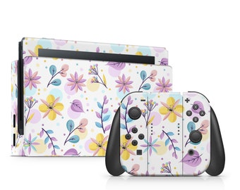 White Switch Skin Floral Switch Skin Pastel Switch OLED Skin Girl Pattern Decal for Console Dock Controller Joycon Joy Con Skin Nature Skin