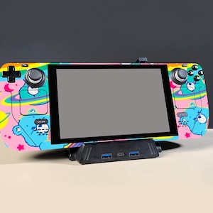 Cartoon ontwerp Steam Deck Skin, Bears Steam Deck Console Sticker Wrap Custom Game Console Vinyl Steam Deck Pink Skins vinylsticker