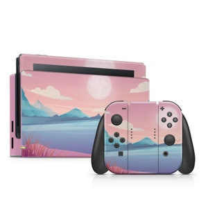 Pink Nintendo Skin Mountains Switch Skin Nature Switch Skin Blue Lake Sticker Cartoon Switch OLED Skin Dock Controller Joy con Skin