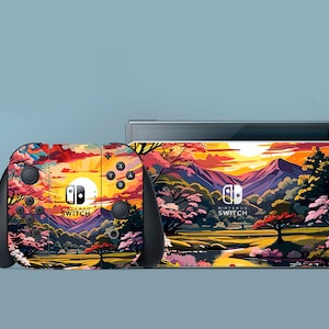 Nature Cute Switch Skin Scenery Switch Skin Color Switch OLED Skin Floral Decal for Console Dock Controller Joycon Joy Con Skin New