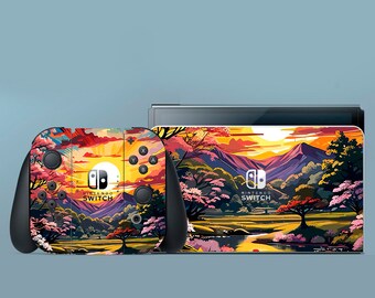 Nature Cute Switch Skin Scenery Switch Skin Color Switch OLED Skin Floral Decal for Console Dock Controller Joycon Joy Con Skin New