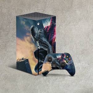 Adesivo de pele de desenho animado para Xbox Series X,S vermelho preto console e controle design de anime envoltório completo vinil super-heróis padrão Xbox Series One S