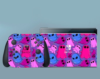 Purple Switch Skin Ghost Switch Skin Pink Switch OLED Skin Animal Halloween Decal for Console Dock Controller Joycon Joy Con Skin Cute