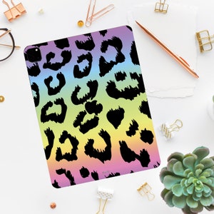 Leopard Pattern 2020 iPad Pro 11/12 Decals iPad air1/2/3 Stickers iPad mini Skins Vinyl for Apple iPad Pro Air Rainbow Colors iPad 2021 Skin