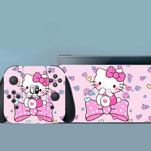 Pink Switch Skin Cat Switch Skin Floral Switch OLED Skin Nature Decal for Console Dock Controller Joycon Joy Con Skin