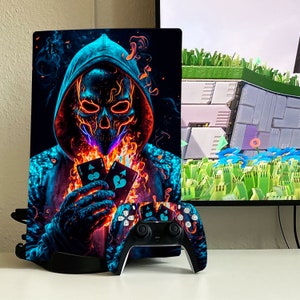 PS4 skin Skull Patternps4 pro slim fat vinyl Anime Fire Playstation Konsole Controller PS5 Digital Dualshock Karten PS5 Skin