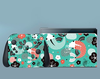 Carp Nintendo Skin Fish Switch Skin Blue Switch Skin animal nintendo Sticker Floral Switch OLED Skin Dock Controller Joy con Skin