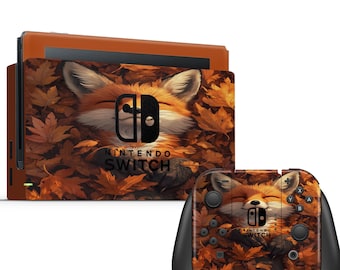 Fox Switch Skin Animal Switch Skin Foliage Switch OLED Skin OrangeDecal for Console Dock Autumn Controller Joycon Joy Con Skin Cute Nature