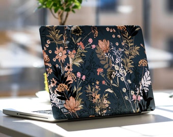 Blue Flowers Skin Name Laptop Vinyl Dell Inspiron HP Pavilion Lenovo ThinkPad Asus Zenbook Acer Swift Decal Full Coverage Skin Sticker Trend