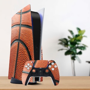 Basketmönster PS5-skin, Mantextur Sport PS4 Pro Slim Dekal Wrap-klistermärke Vinyl, Svart Orange Marmor PS4-skin PS5 Slim Sport-skin