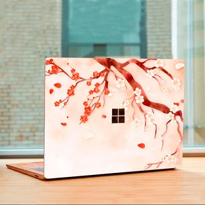 Watercolor Laptop Stickers Microsoft Surface Book Skin Plum Blossom Surface Laptop Protector Cover Floral Top and Bottom 3M Skin