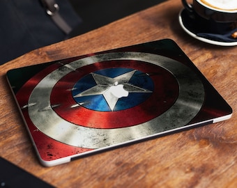 Captain America Classic Shield Vintage Paint skin Laptop Skin for Macbook Air 11/13 Pro 13/15/16 2008-2023 Anime MacBook Decal Stars Skin