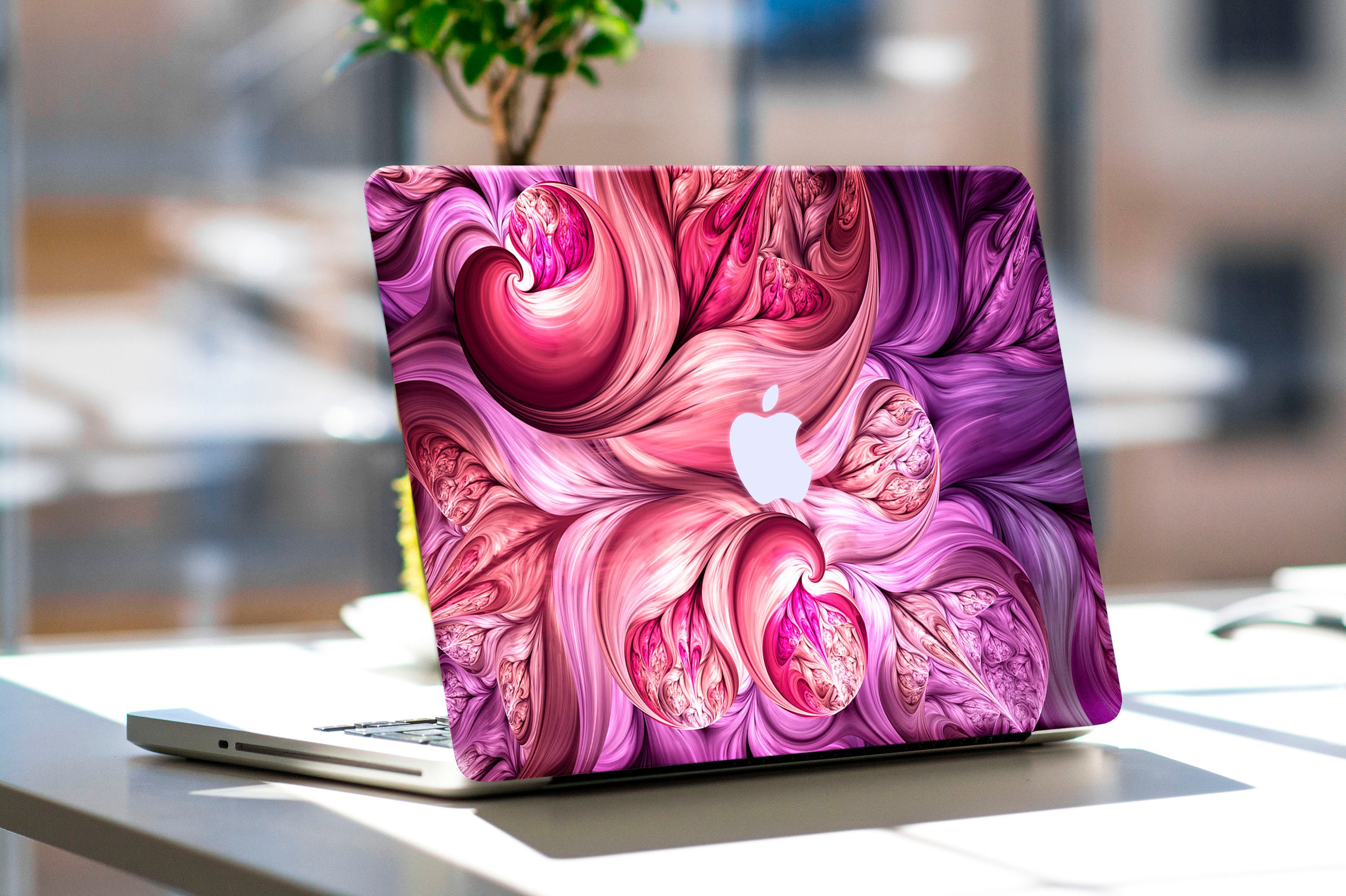 ピンクマーブル MacBook スキンシール フローラル MacBook Pro 14 16 