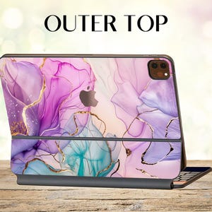 Rosa marmor vinylskinnsdekal för Apple Magic Keyboard blått Apple Smart Keyboard Folio oljemönster iPad Pro 12.9 iPad Pro 11 iPad Air 4-skinn