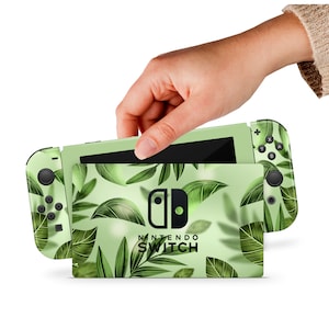 Green Switch Skin Leaves Switch Skin Tropical Switch OLED Skin Nature Decal for Console Dock Controller Joycon Joy Con Skin watercolor