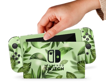 Green Switch Skin Leaves Switch Skin Tropical Switch OLED Skin Nature Decal for Console Dock Controller Joycon Joy Con Skin watercolor