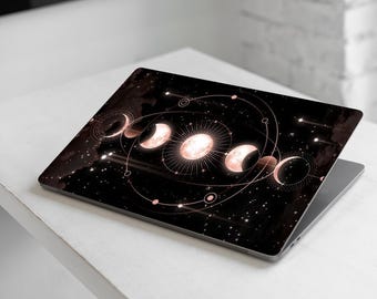 Sticker soleil et lune pour ordinateur portable noir vinyle Dell XPS HP Envy Lenovo Asus Vivobook Acer Spin Sticker couverture totale tendance