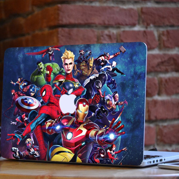 Comic MacBook Skin Blue MacBook Pro 14 16 MacBook Air Skin Heroes MacBook Pro 13 Skin MacBook Pro 15 Decal MacBook Sticker Cute Macbook 12