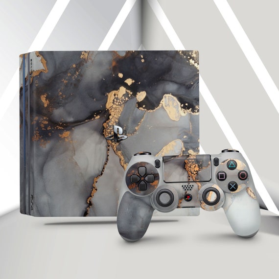 Metal Brushed Gold PS4 Slim Skin Sticker Decals For PS4 Slim Console And Controller Skin