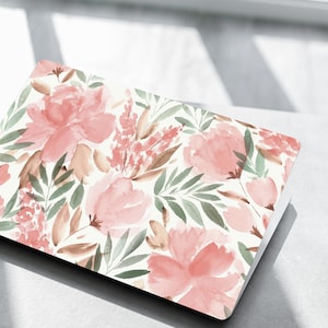 Pink Flowers Skin Name Laptop Vinyl Dell Inspiron HP Pavilion Lenovo ThinkPad Asus Zenbook Acer Swift Decal Full Coverage Skin Sticker Trend