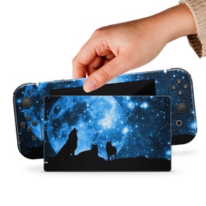 Blue Switch Skin Wolf Switch Skin Black Switch OLED Animal Sticker Brute Wolf Decal for Console Dock Controller Joycon Joy Con Skin Nature