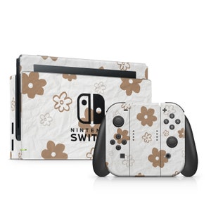 Fiore d'oro Nintendo Switch Skin Paper Texture Nintendo OLED Skin White Console Grey Joycon Vinyl Wrap Premium 3M Vinyl Pattern Switch Skin