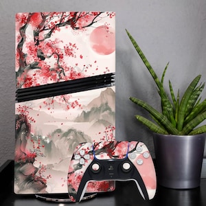 Japan PS5 Pro-skin Beige mönster PS4 Pro Slim fet vinyl Sakira Playstation-konsolkontroll Moon PS5 Digital Dualshock Rosa PS5 Slim-skin