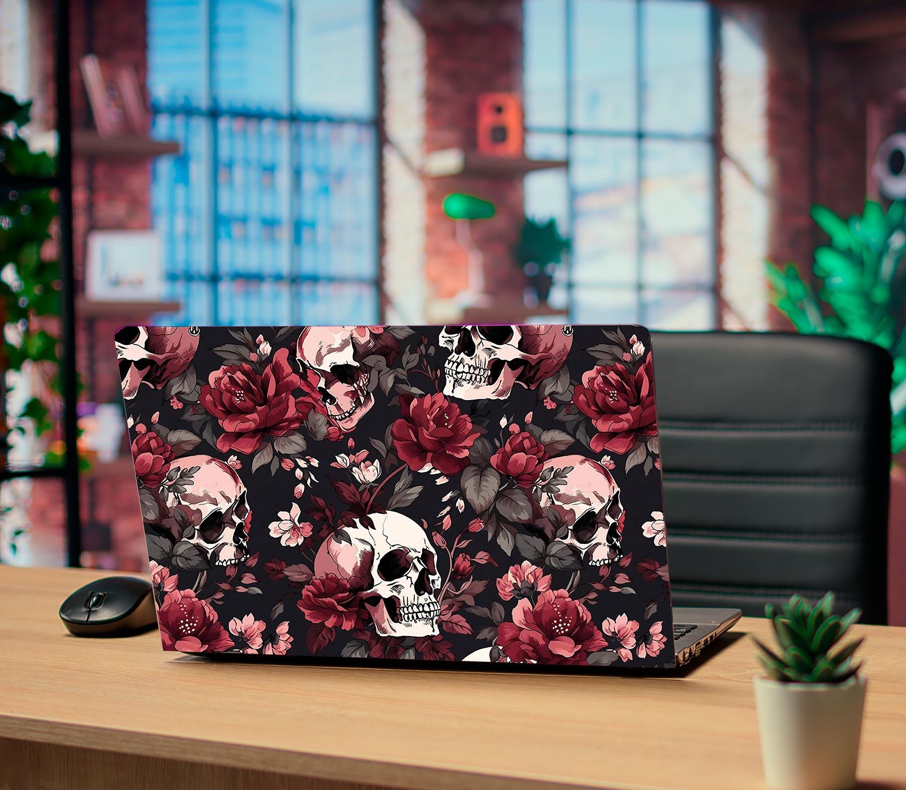 Laptop Skin Wrap Universal for 13 inch - Skull Dia De Los Muertos Design Bird