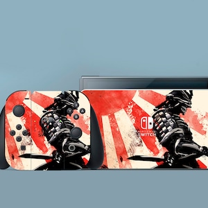 Samurai Switch Skin Japan Switch Skin Warrior Switch OLED Skin Red Pattern Decal for Console Dock Controller Joycon Skin Nature
