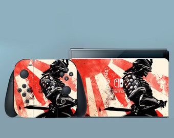 Samurai Switch Skin Japan Switch Skin Warrior Switch OLED Skin Red Pattern Decal for Console Dock Controller Joycon Skin Nature Switch 2