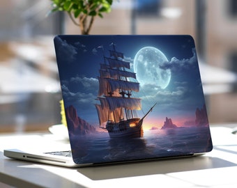 Moon Skin Boat Pattern Laptop Skin Dell Inspiron HP Pavilion Lenovo Art ThinkPad Asus Zenbook Acer Swift Decal Full Coverage Skin Sticker