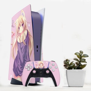 PS5 Anime Skin Girl Console & Controller, Cute Pastel Pink Girl PlayStation 4 Skin Decal Wrap Sticker Cover, Custom PS5 3M Vinyl Skin