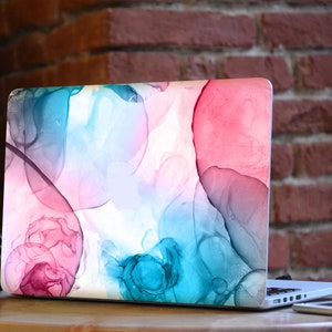 White blue Marble Texture Macbook Skin for Macbook Air 11/13 Pro 13/14/15/16 2020 2021 Custom Personalized Macbook Cover Pink Ink Skin