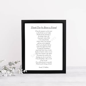Poem Digital Print/Instant Download-Thank You for Being a Friend poem | Wall Art | Poetry Gift | Friendship Gift | Friendship Poem
