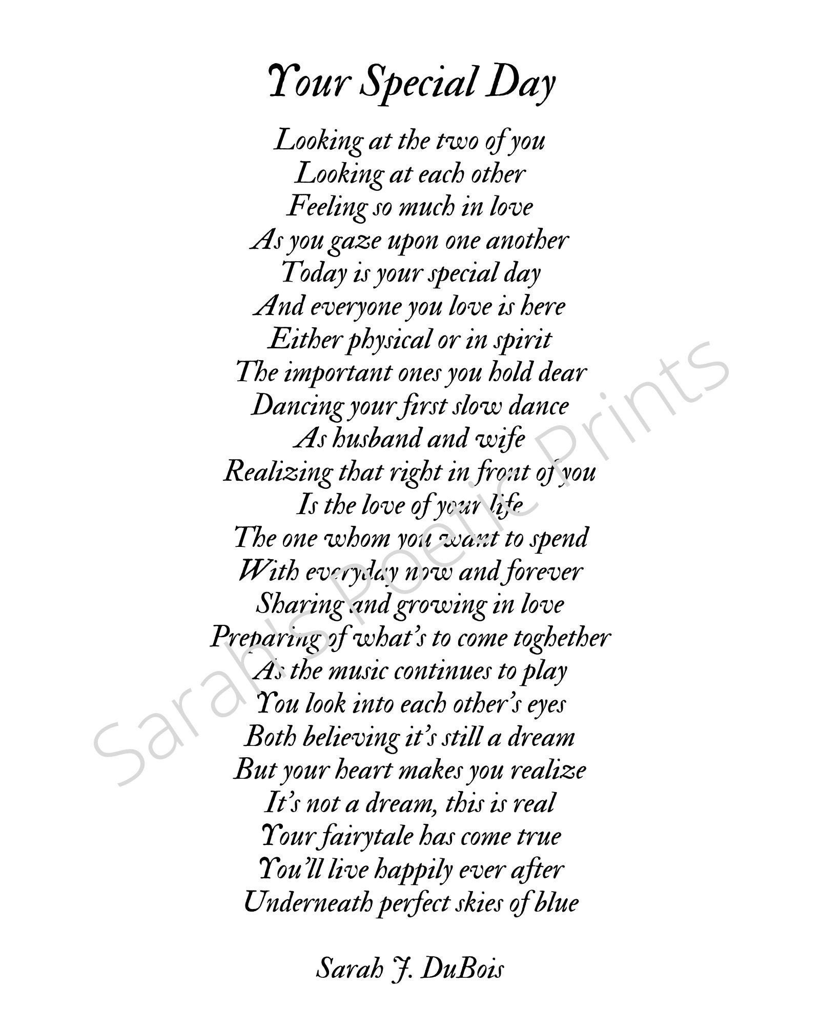 Poem Digital PrintYour Special Day Etsy