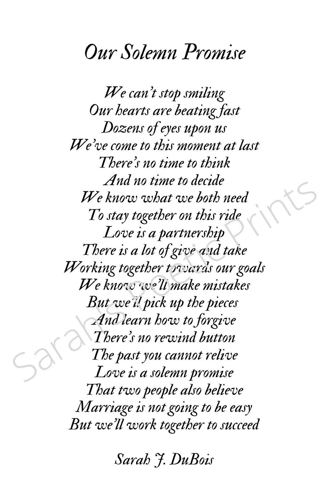 Poem Digital Printour Solemn Promise Etsy