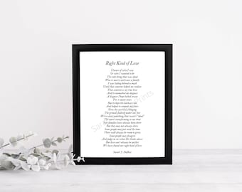 Afdruk huwelijksgedicht: Right Kind of Love (digitale download)