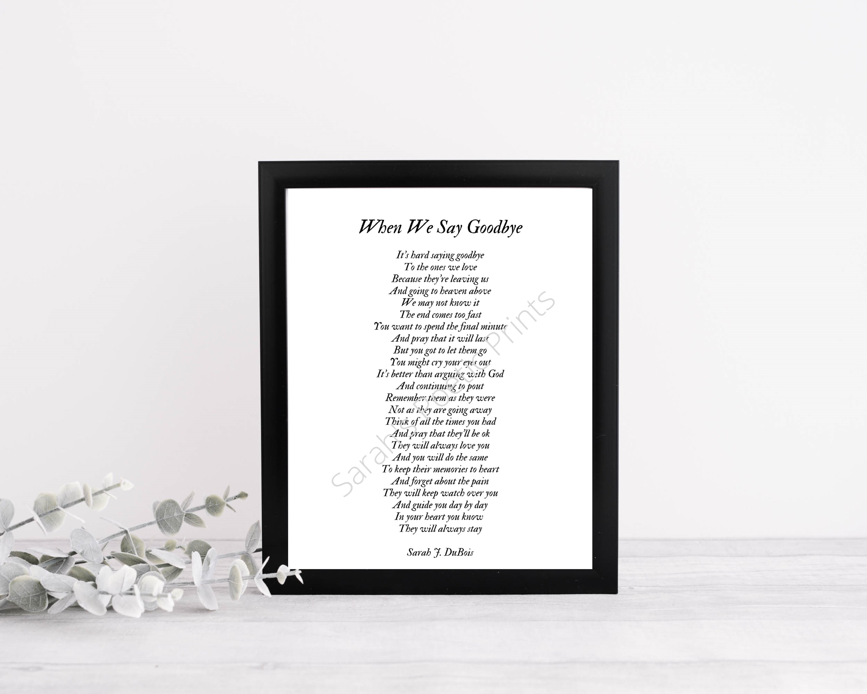 Poem Digital Print/instant Download When We Say Goodbye Poem - Etsy