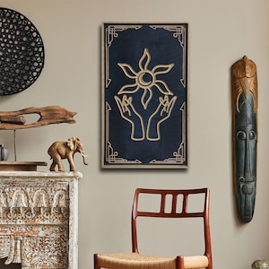 CARVED Tarot  Wood Art, Mystical Wood Wall Art, Alchemical  symbols Wall Decor, Witch symbols Wall Art, Wood Wall Hanging,