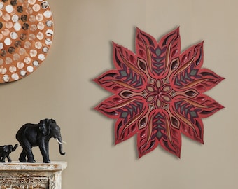 CARVED Mandala  Wood Art, Mandala, Wood carved, Lotus, Yoga Decor, Mandala Art, Meditation Art, Wood Mandala, Mandala Decor